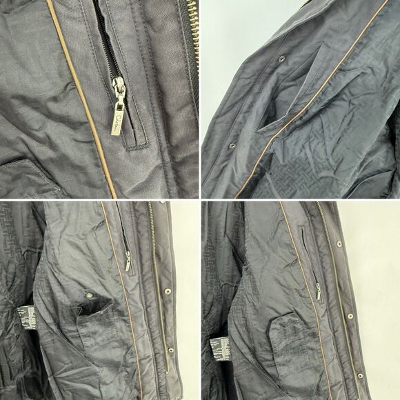 Cole Haan Men’s Down Puffer Jacket Black Leather Trim Size M Winter - Picture 15 of 16